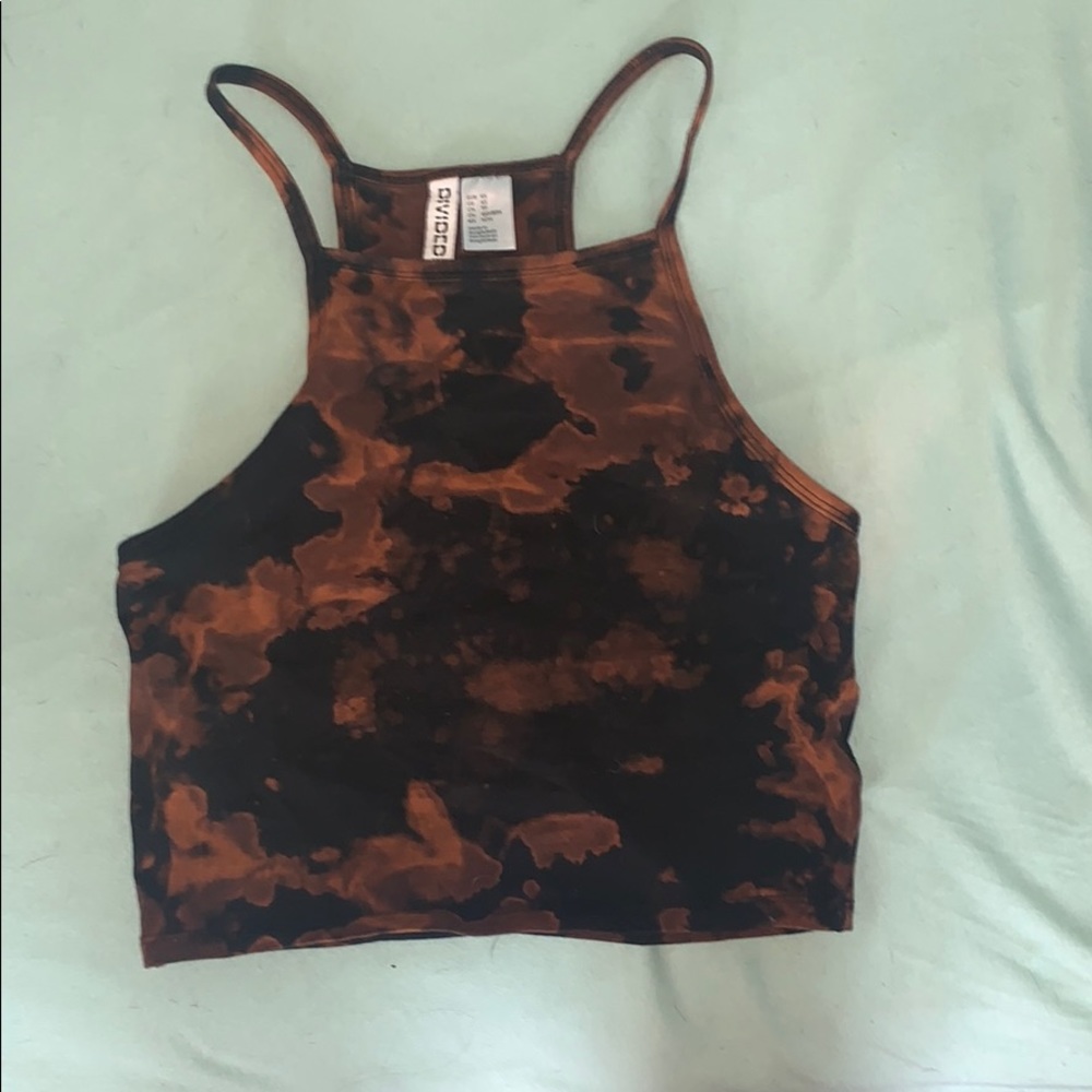halter crop bleach dyed tank top